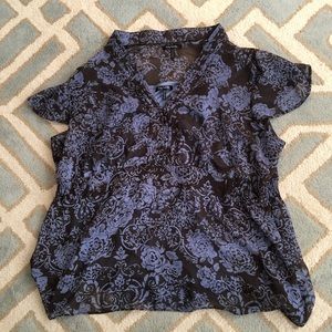DAISY FUENTES beautiful blouse brown/blue 2X